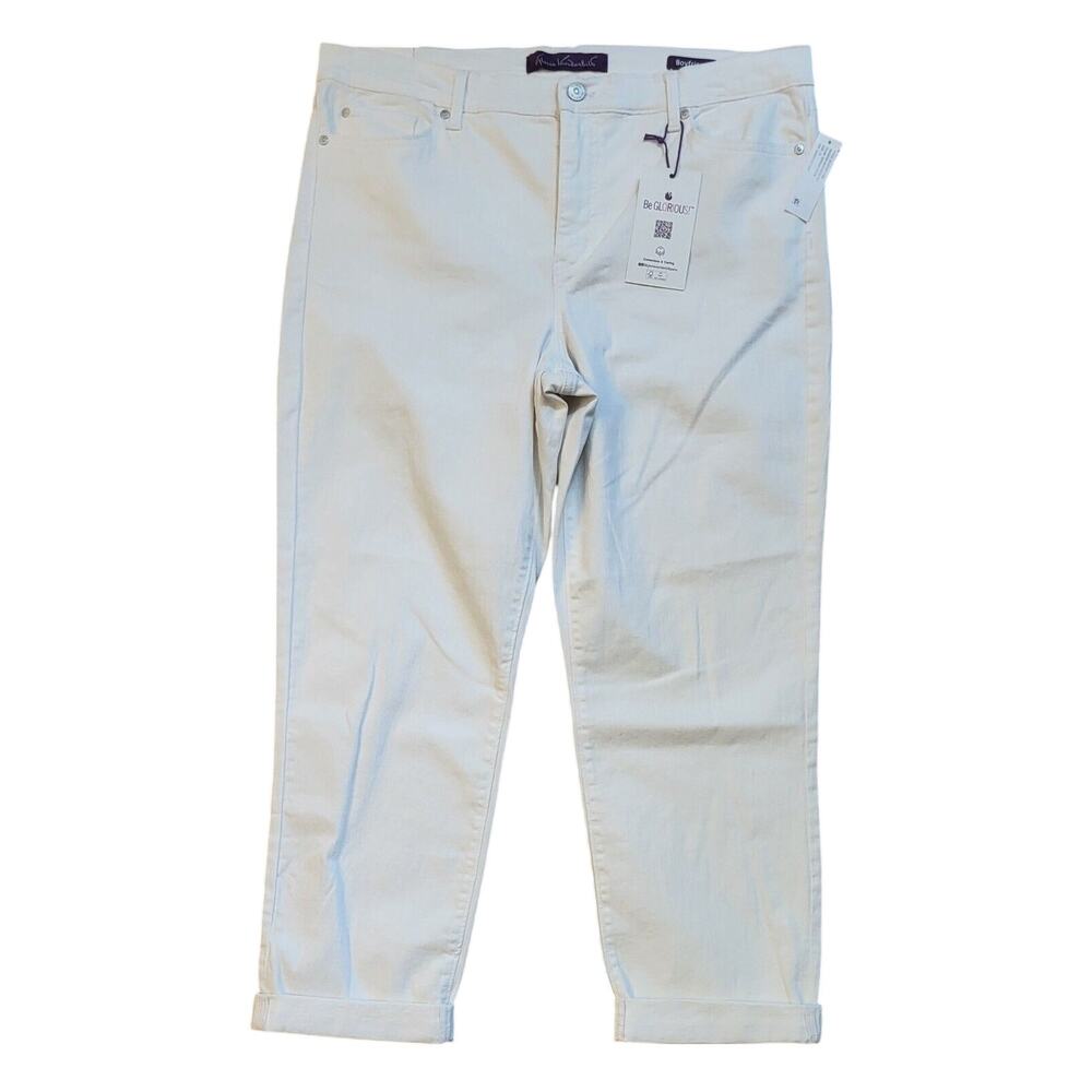 NWT Gloria Vanderbilt Weekend Boyfriend Jean Cuffed Womens Size 14 White
